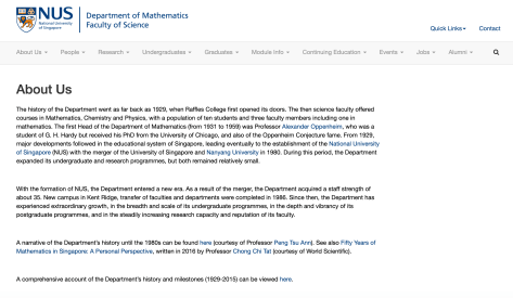 NUS数学系的介绍