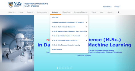 NUS数学系硕士专业