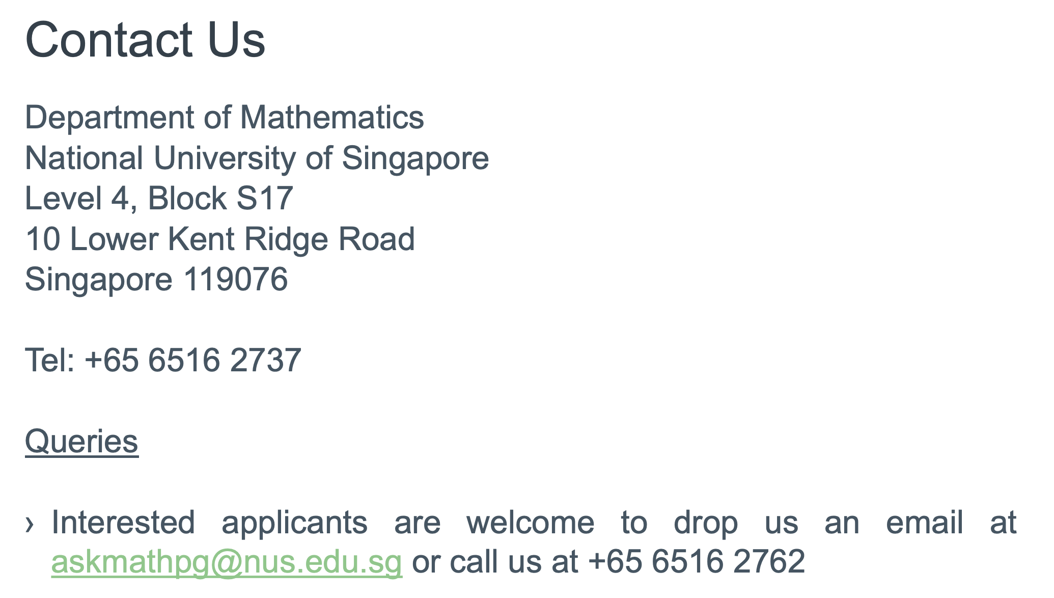 NUS数学系联系方式