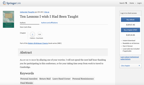 Springer Link Ten Lessons I wish I Had Been Taught